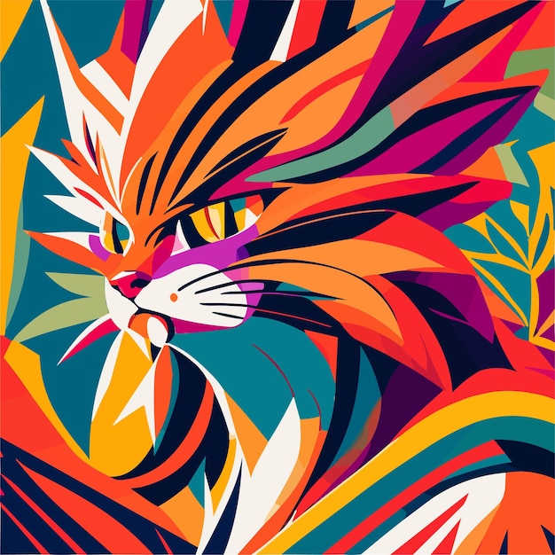 Premium Vector | Vector colorful crazy cat