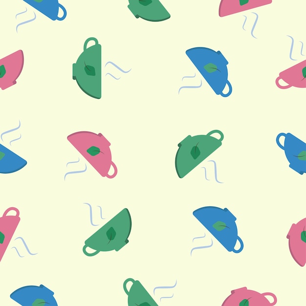 Vector colorful cups seamless pattern