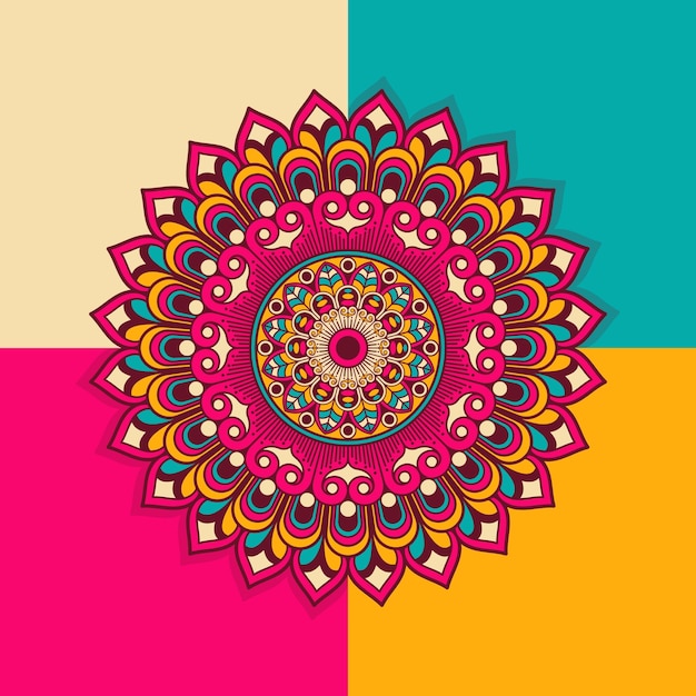 Vettore vettore colorato decorativo rotondo a forma di motivo floreale mandala sfondo illustrato