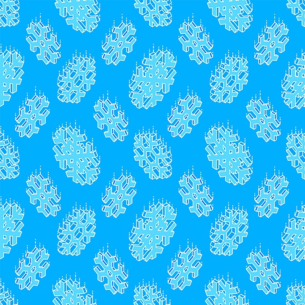 Vector vector colorful design isometric realistic fallen snowflakes illustration seamless pattern isolated light blue background