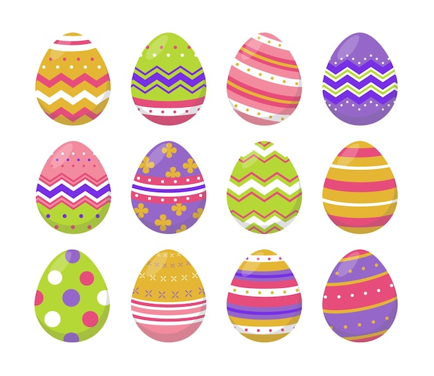 Vector Colorful Easter Eggs Collection