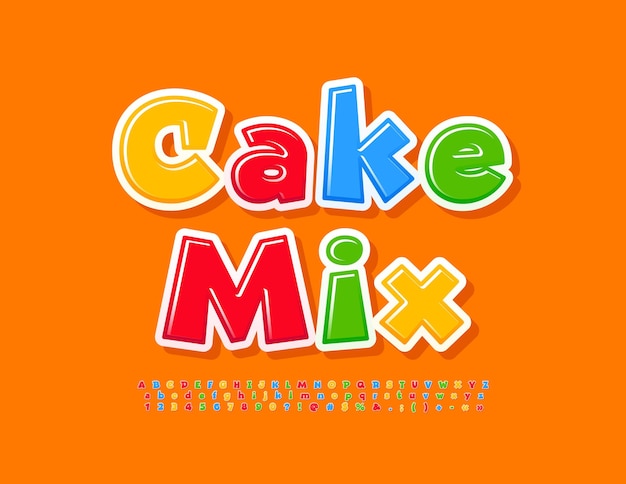 Векторная красочная эмблема cake mix bright kids font artistic alphabet буквы и цифры