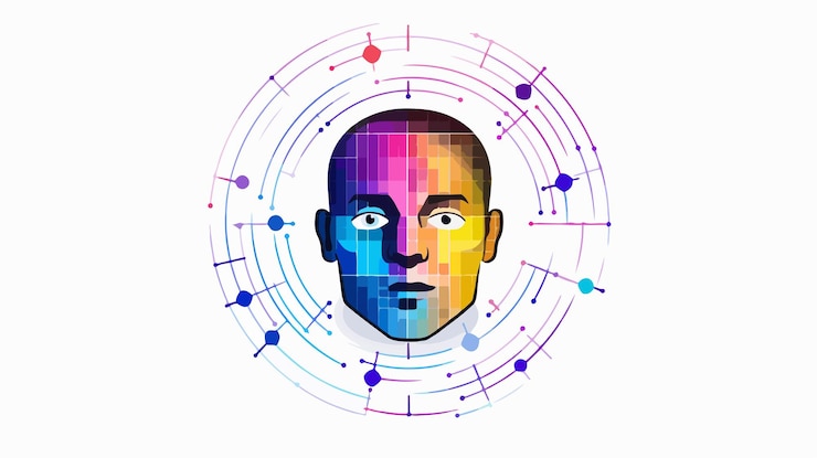 Vector vector colorful face recognition icon