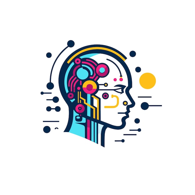 Vector of a colorful flat icon depicting a person's head with a unique pattern