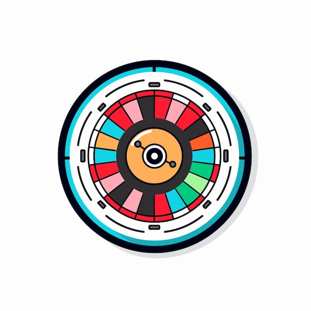 Vector of a colorful flat icon of a wheel of fortune on a white background