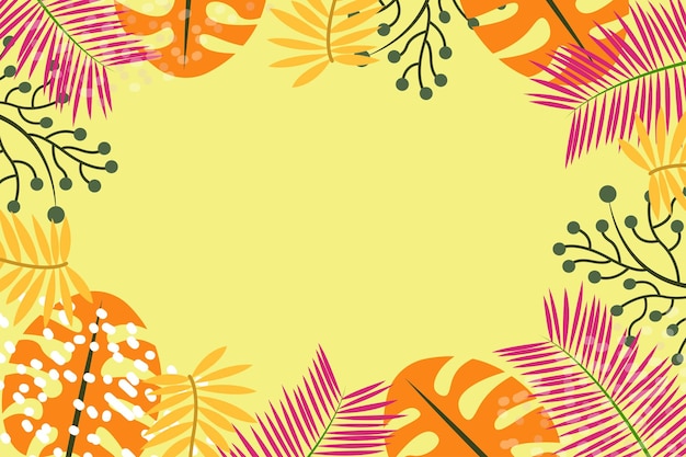 Vector colorful flat tropical leaves background