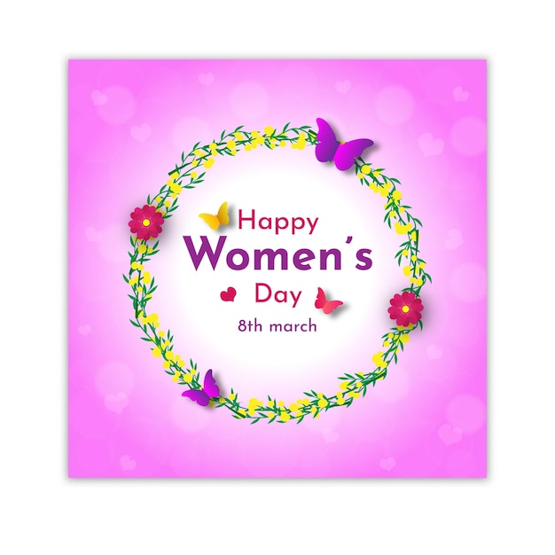 Vector vector colorful floral 8th march happy women's day greetings card design concept in paper stylish