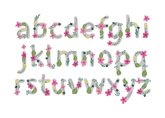 Vector colorful flower font vector illustration