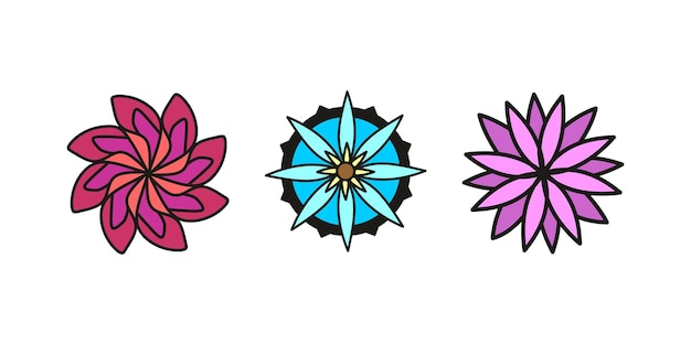 Vector colorful flower mandala design set