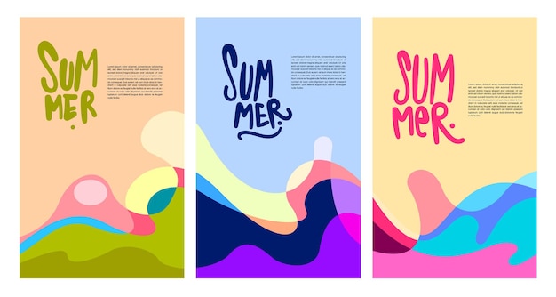 Vector Colorful Fluid and Liquid Summer Brochure Background Template