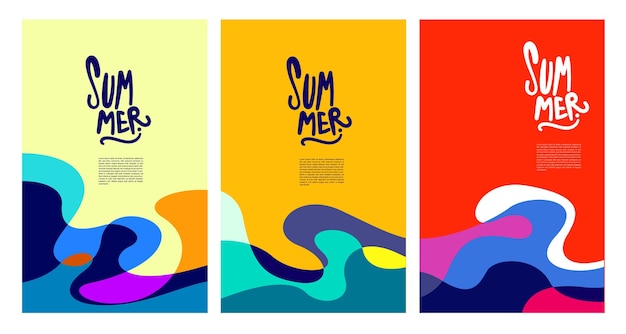 Vector Colorful Fluid and Liquid Summer Brochure Background Template