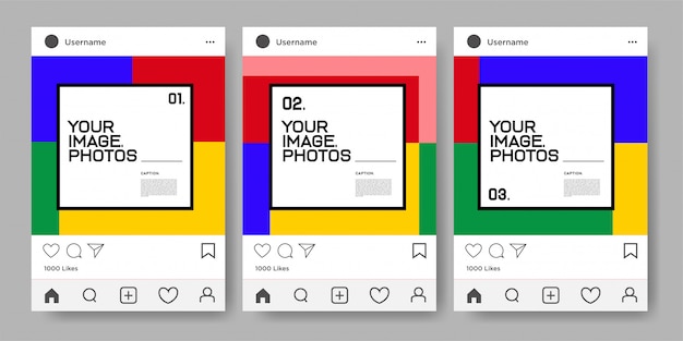 Modello di disegno geometrico colorato vettoriale per feed instagram