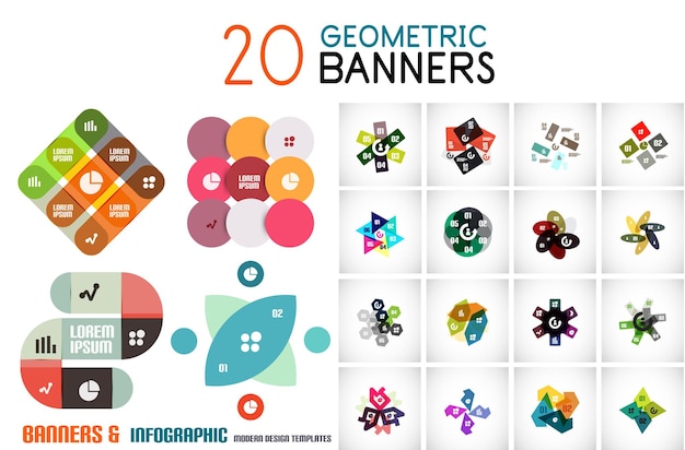 벡터 다채로운 기하학적 정보 배너 인포그래픽 템플릿 및 비즈니스 프레젠테이션 레이아웃