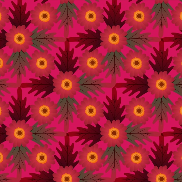 Vector colorful hand draw flowers seamless pattern