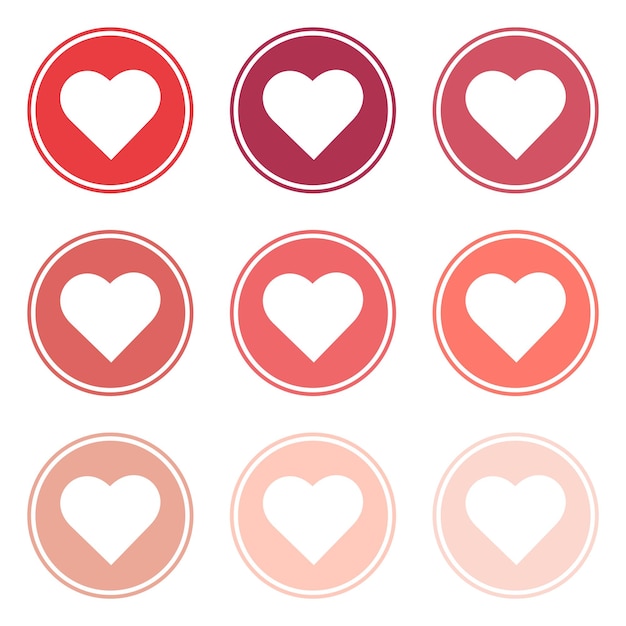 vector colorful heart in square icon collections