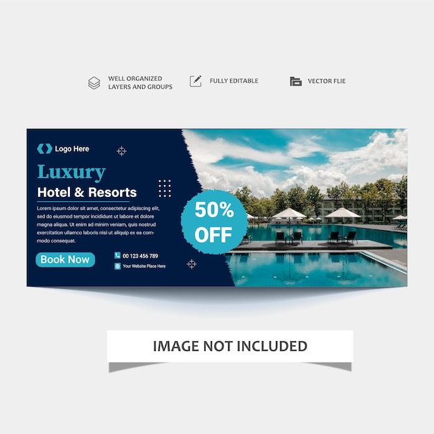 Vector vector colorful hotel web banner template with photo