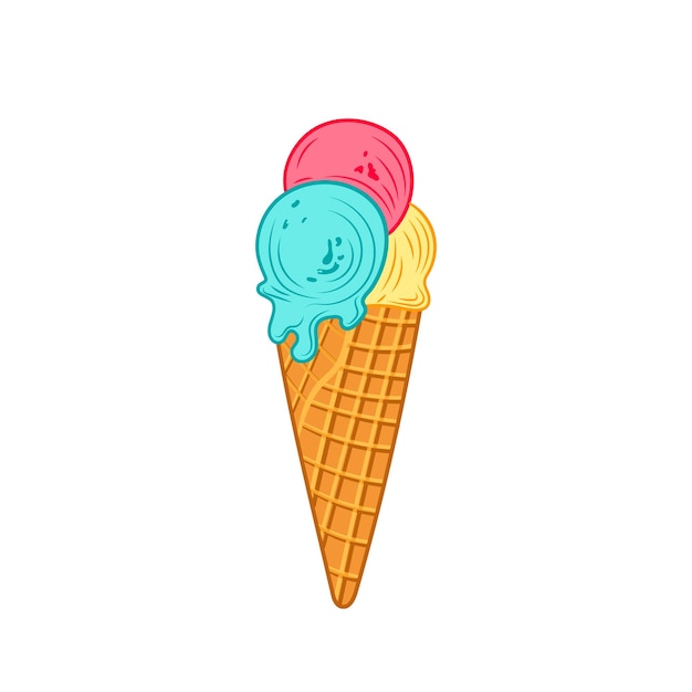 Vector colorful ice cream icon isolated on white background