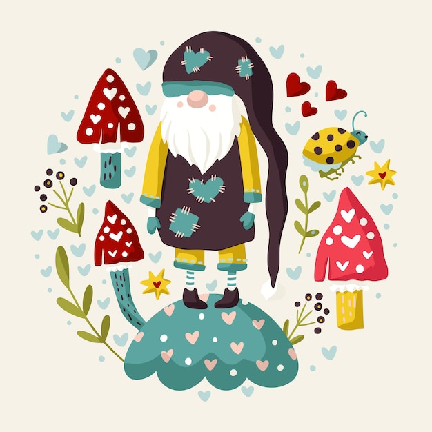 Vector vector colorful illustration of garden gnome