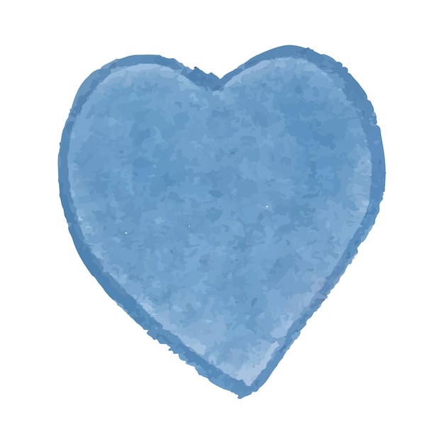 Vector vector colorful illustration of heart shape drawn with blue colored chalk pastels