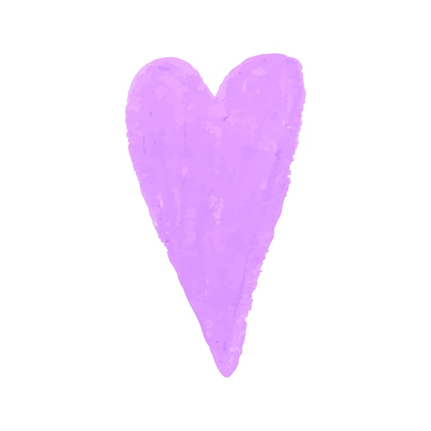 Векторная красочная иллюстрация формы сердца, нарисованная пастелью розового мела