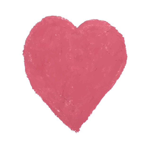 Vector vector colorful illustration of heart shape drawn with red colored chalk pastels