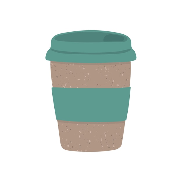 vector colorful illustration of reusable eco cup of coffee zero waste concept