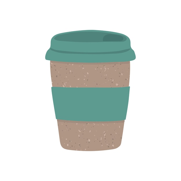 Vector colorful illustration of reusable eco cup of coffee Zero waste concept