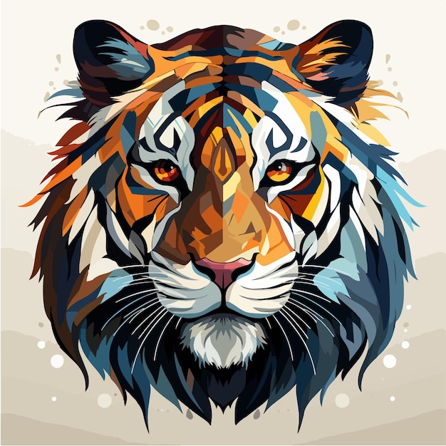 Vector colorful illustration of tiger tiger head wild animal tiger head with colorful background