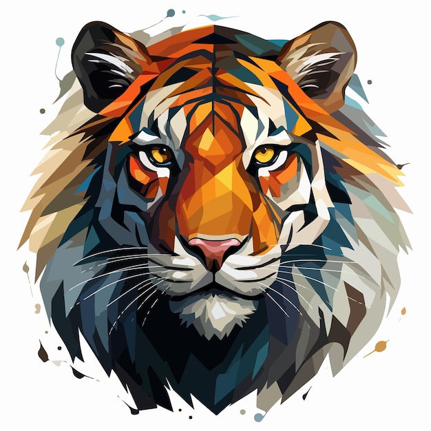 Vector vector colorful illustration of tiger tiger head wild animal tiger head with colorful background