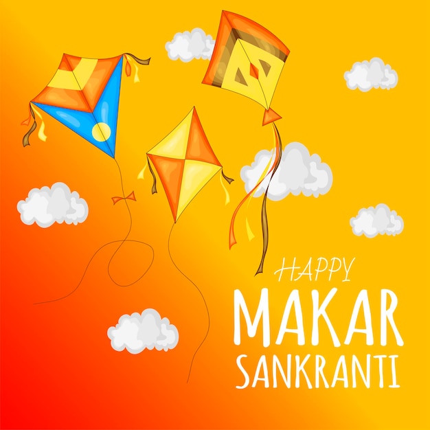 Vector colorful kites for happy makar sankranti festival celebration