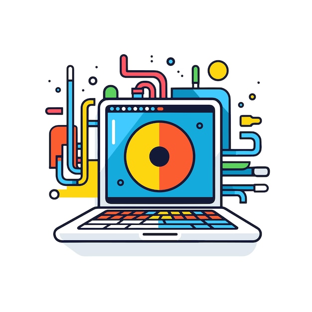 Vector of a colorful laptop icon in a flat design