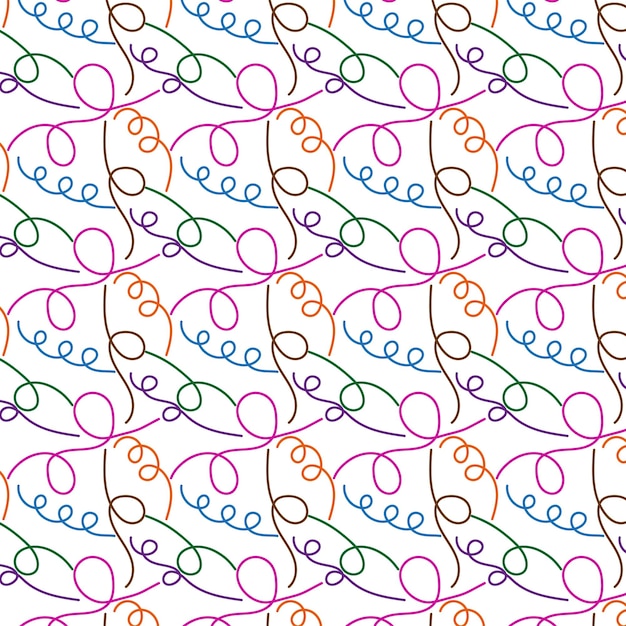 Vector colorful lines squiggle seamless pattern vector illustration