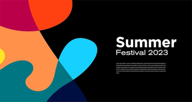 Векторный красочный жидкий абстрактный фон для Летнего фестиваля 2023