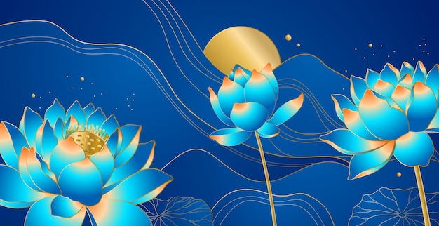 ベクトルカラフルな蓮の花の背景イラスト