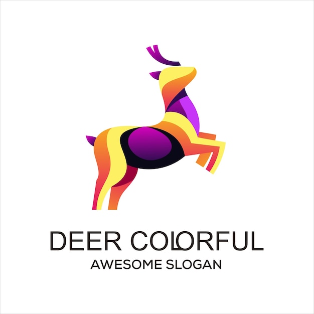 Vector colorful modern deer logo design vector illustration