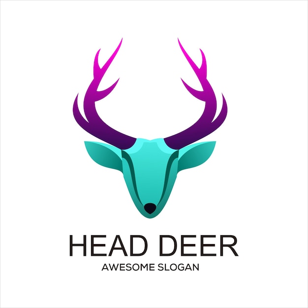 Vector colorful modern head deer logo design vector illustration