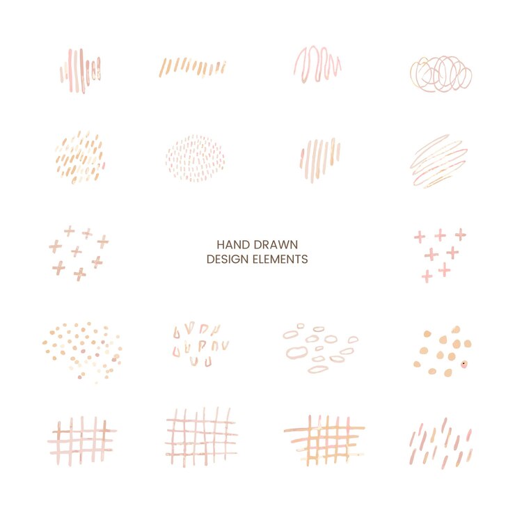 Vector vector colorful modern set with hand drawn doodle abstract llustrations