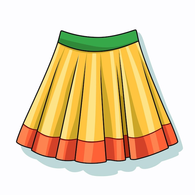 Vector of a colorful outfit with a vibrant yellow and orange skirt and a green top