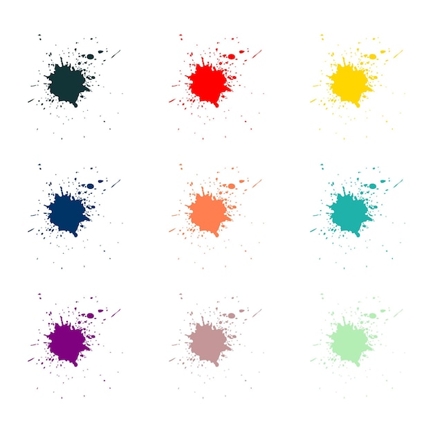 Векторные красочные брызги краскиНабор брызг краскиВекторная иллюстрация