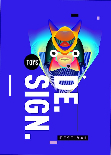 Шаблон дизайна с векторным цветным плакатом для фестивалей игрушек и хобби