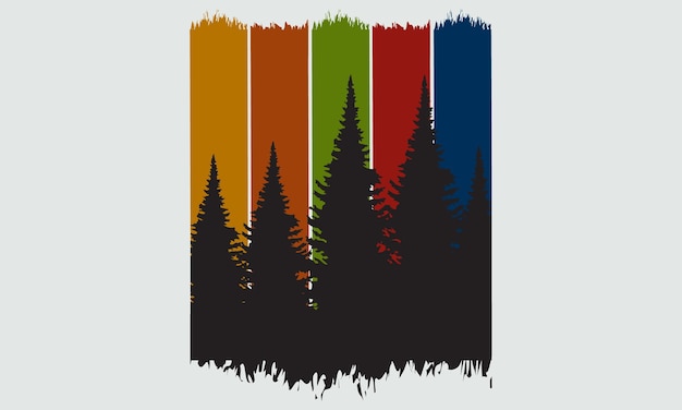 Vettore vector 'poster colorato con una silhouette di alberi' design illustration