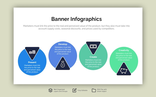 Vettore banner vettoriali realistici colorati per i passaggi infografici