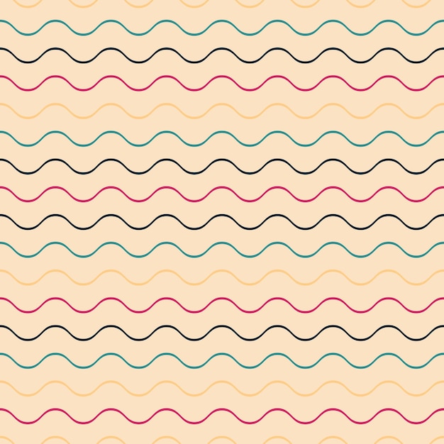 Vector colorful seamless wavy pattern retro minimalistic design Abstract striped background