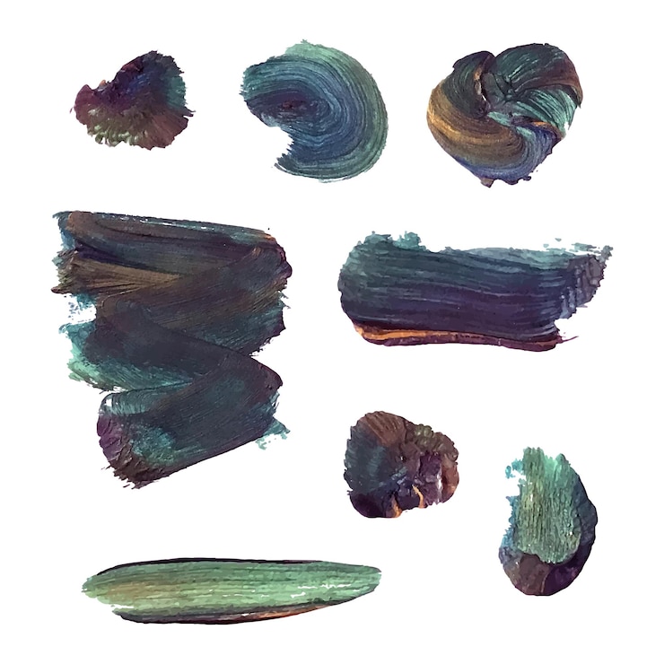 Vector vector colorful set with oil paint spot background texture hand drawn illustration