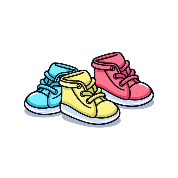 Vector vector of colorful shoes on a white background representing fashion and style