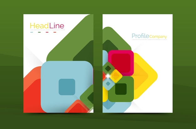 벡터 다채로운 사각형 사업 연례 보고서 표지