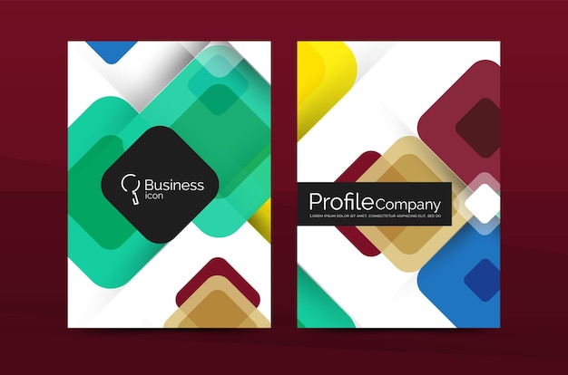 Vector colorful square business annual report cover