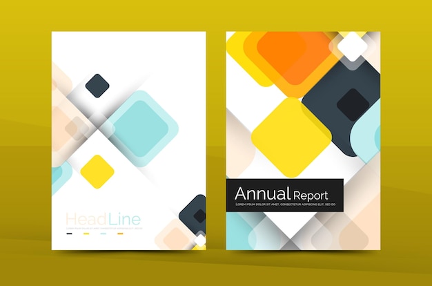 Vector colorful square business annual report cover