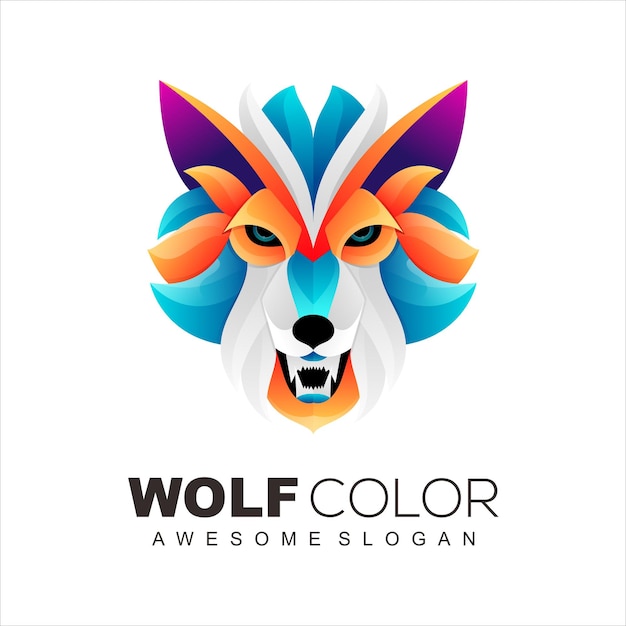 Vector colorful wolf logo template