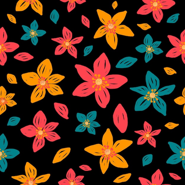 Vector colorfull seamless pattern with abstract flowers